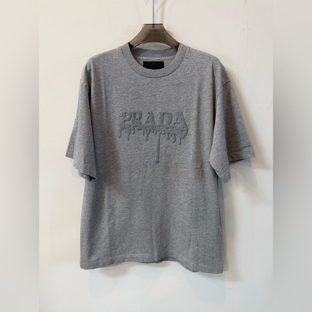Prada Charcoal Embroidered Men's Tee